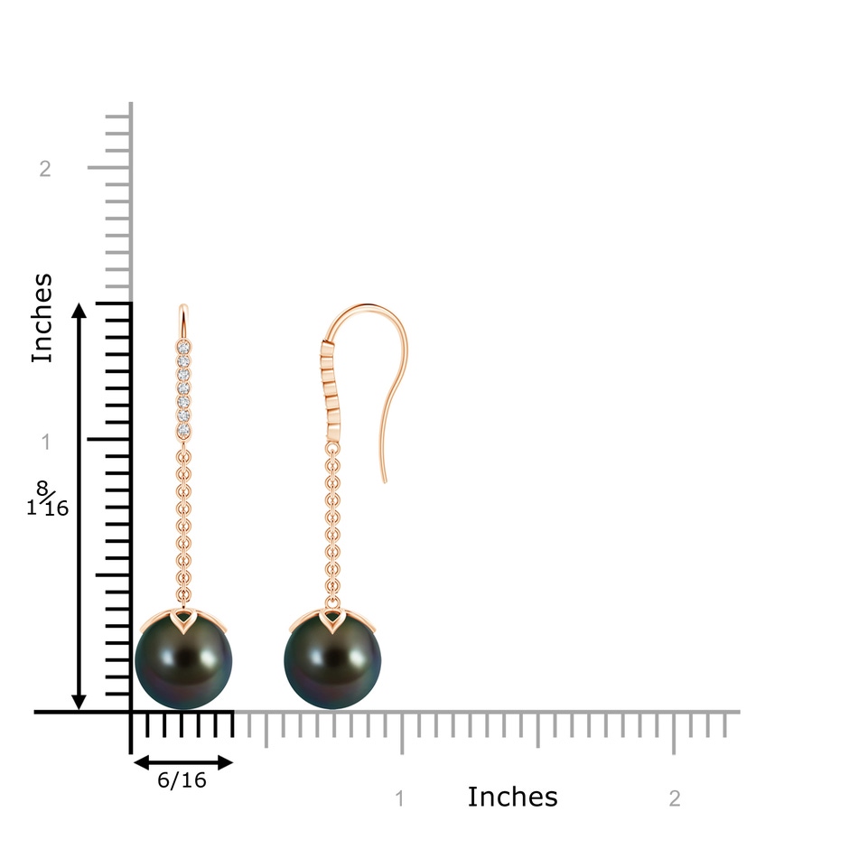 10mm AAAA Tahitian Pearl and Diamond Long Dangle Earrings in Rose Gold product image