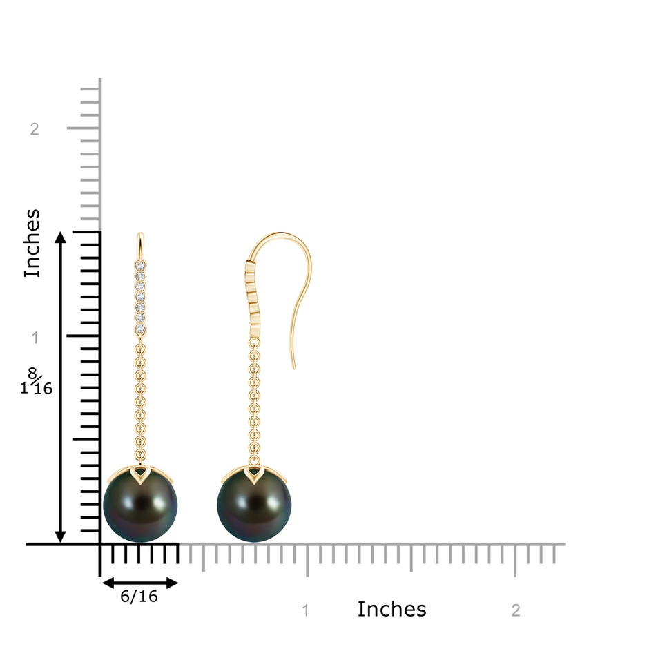 10mm AAAA Tahitian Pearl and Diamond Long Dangle Earrings in Yellow Gold product image