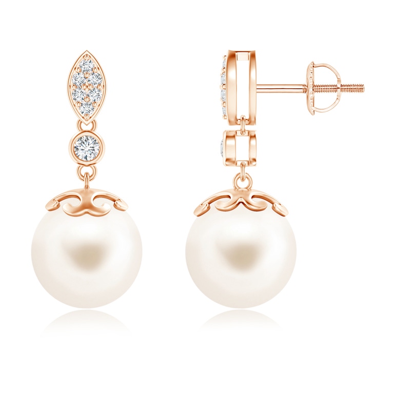 Angara Classic Freshwater Pearl Fish Hook Earrings in White Gold