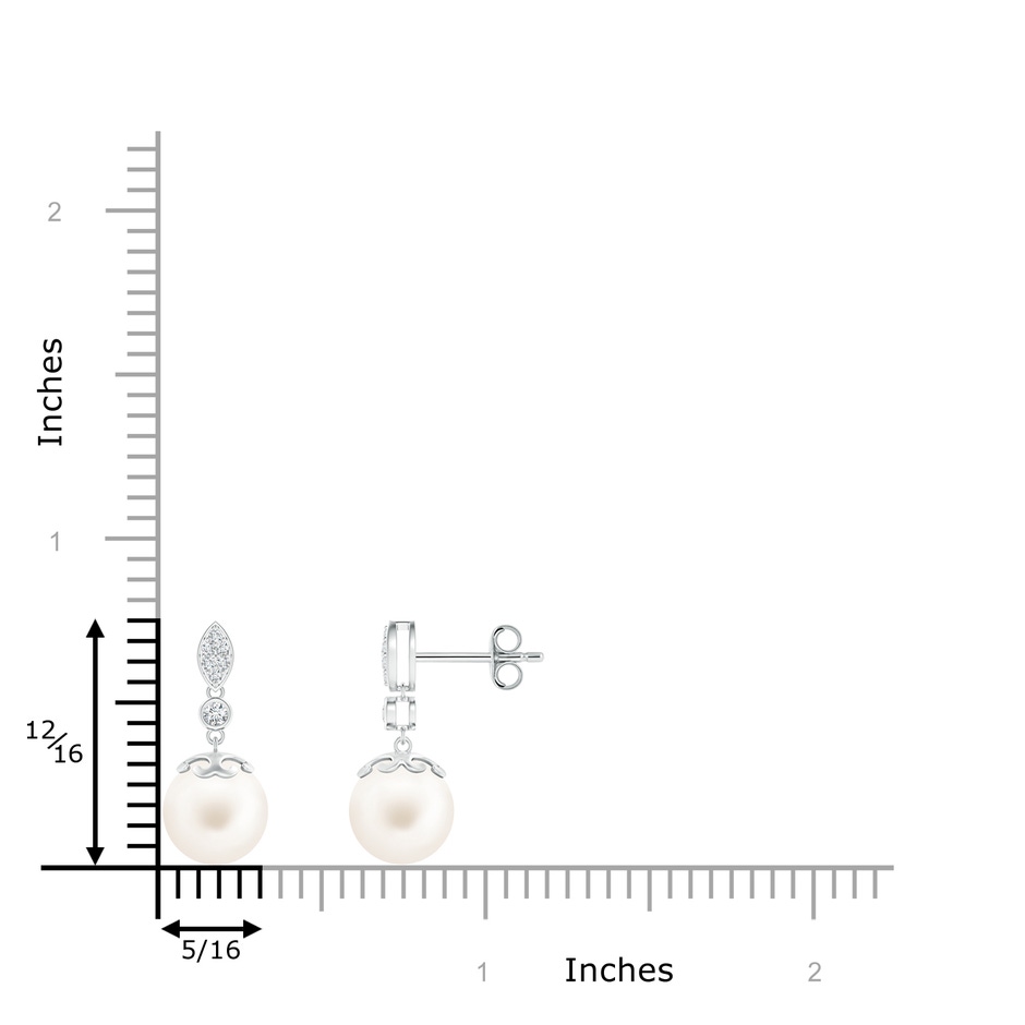 8mm AA Freshwater Pearl Earrings with Diamond Leaf Motif in S999 Silver product image