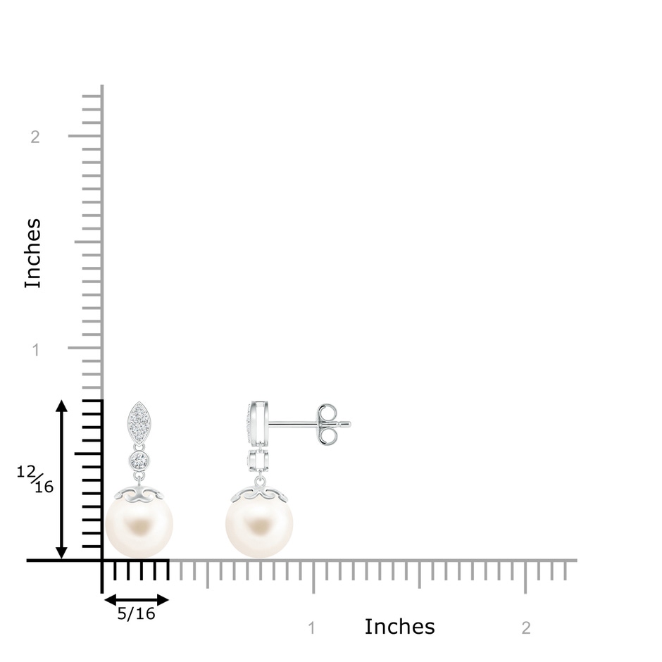 8mm AAA Freshwater Pearl Earrings with Diamond Leaf Motif in S999 Silver product image