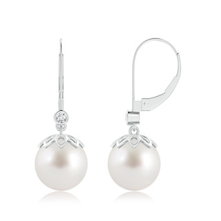 10mm AAA South Sea Pearl Drop Earrings with Diamond in White Gold