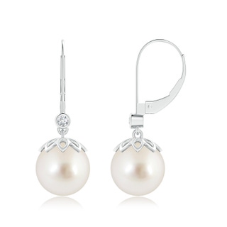 10mm AAAA South Sea Pearl Drop Earrings with Diamond in White Gold