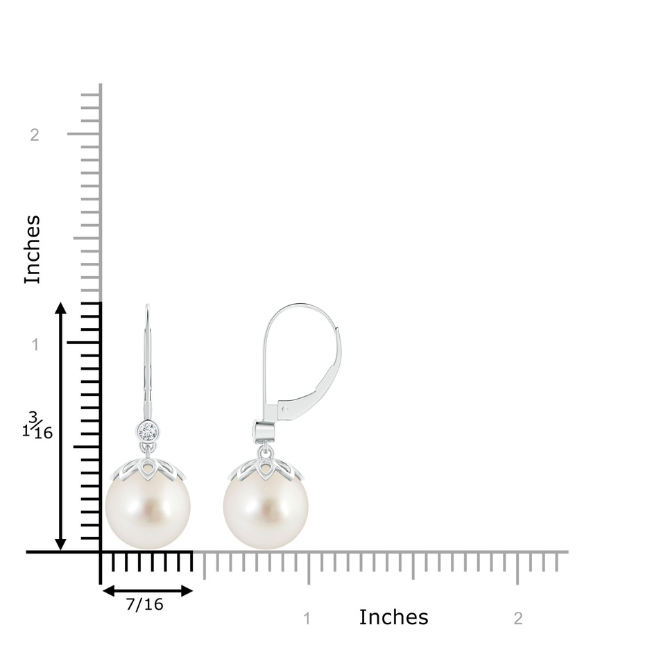 10mm AAAA South Sea Pearl Drop Earrings with Diamond in White Gold product image