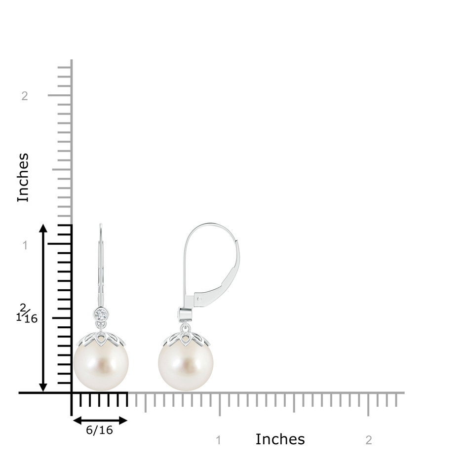 9mm AAAA South Sea Pearl Drop Earrings with Diamond in White Gold product image