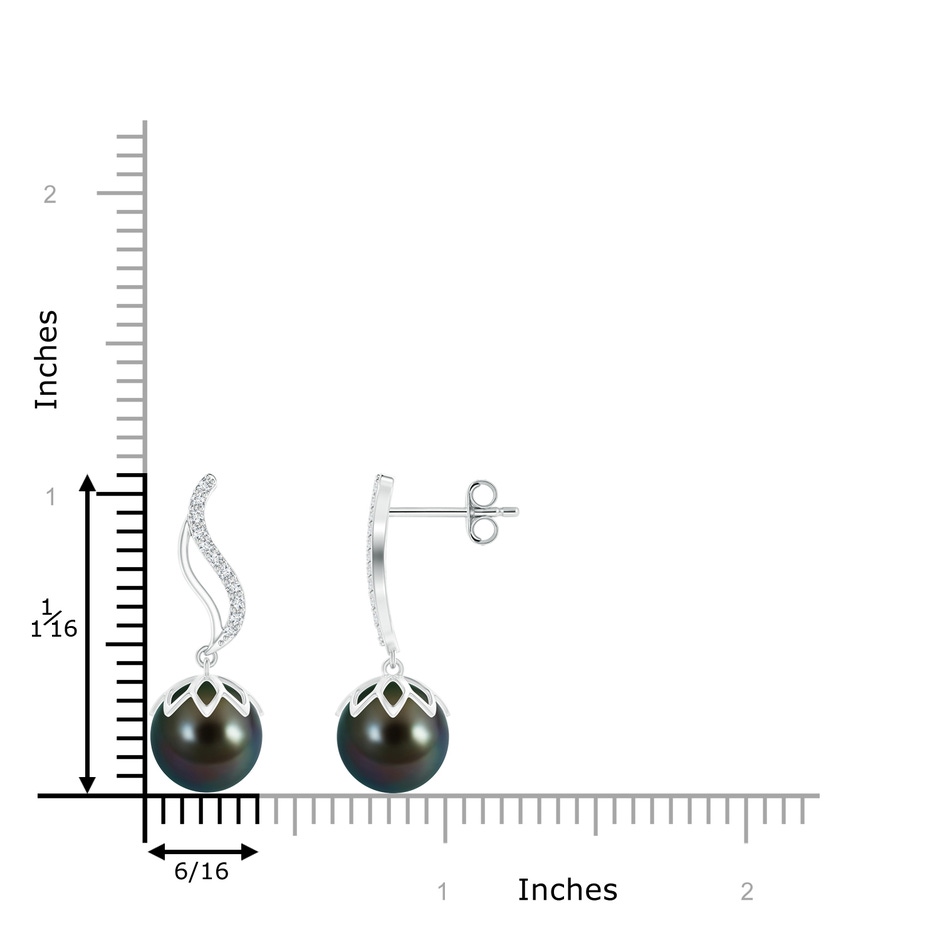 9mm AAAA Tahitian Pearl Flame Earrings with Diamonds in S999 Silver product image