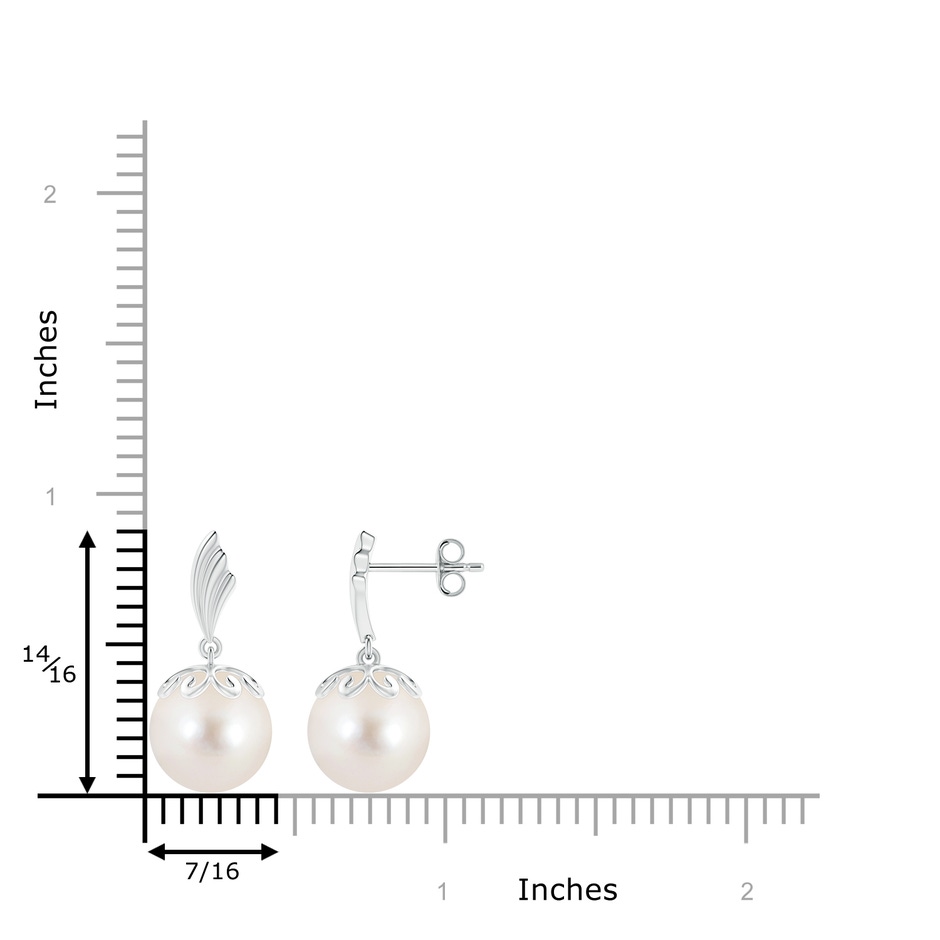 10mm AAAA Freshwater Pearl Dangle Earrings with Wing Motif in S999 Silver product image