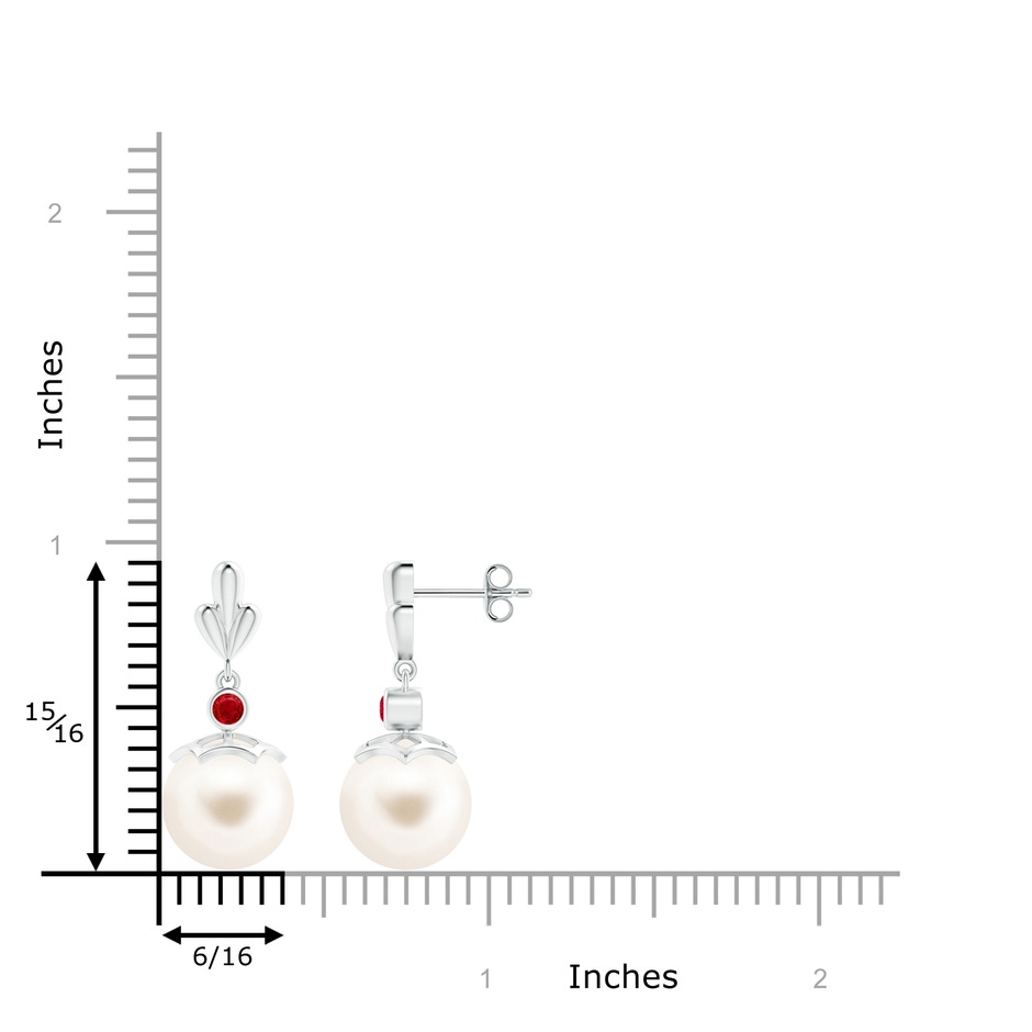 10mm AAA Freshwater Pearl & Ruby Pear Motif Earrings in S999 Silver product image
