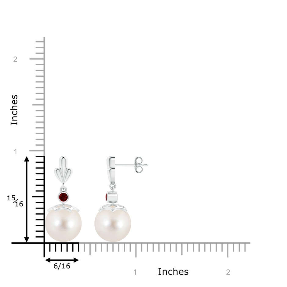 10mm AAAA Freshwater Pearl & Ruby Pear Motif Earrings in S999 Silver product image