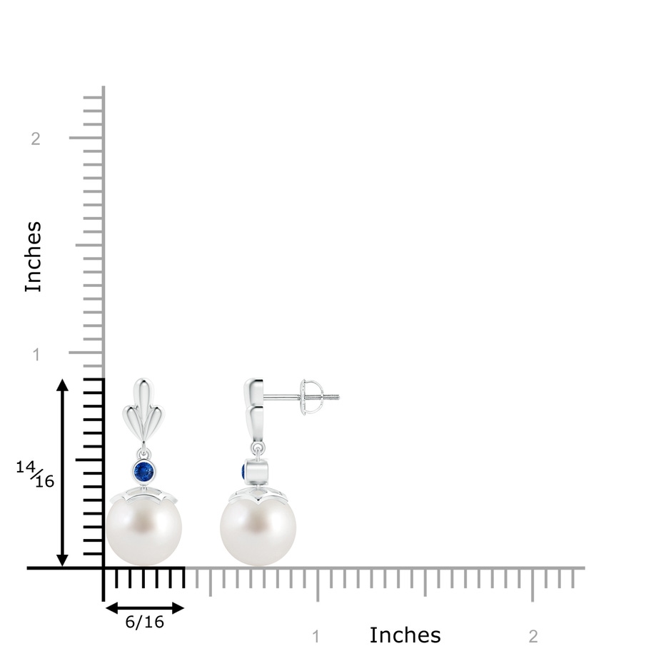 9mm AAA South Sea Cultured Pearl & Sapphire Pear Motif Earrings in White Gold product image