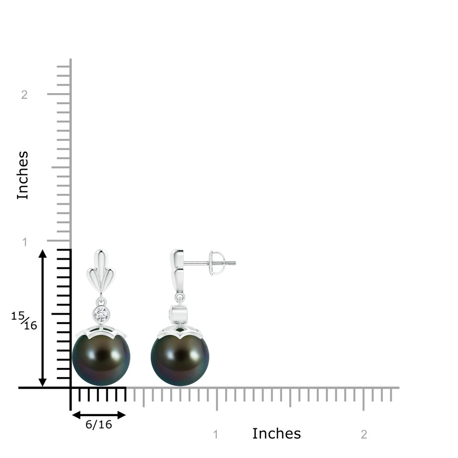 10mm AAAA Tahitian Pearl & Diamond Pear Motif Earrings in White Gold product image