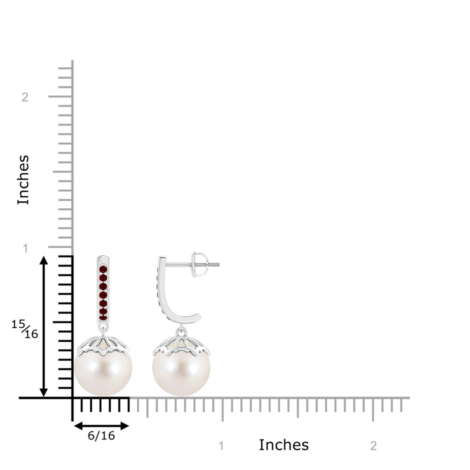 10mm AAAA Classic Freshwater Pearl & Ruby Dangle Earrings in White Gold product image