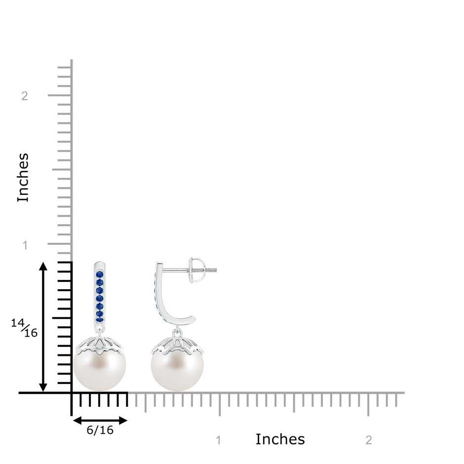 9mm AAA Classic South Sea Cultured Pearl & Sapphire Dangle Earrings in White Gold product image