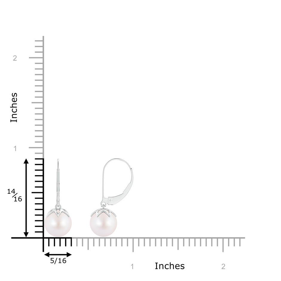 8mm AA Japanese Akoya Pearl Leverback Drop Earrings in White Gold product image