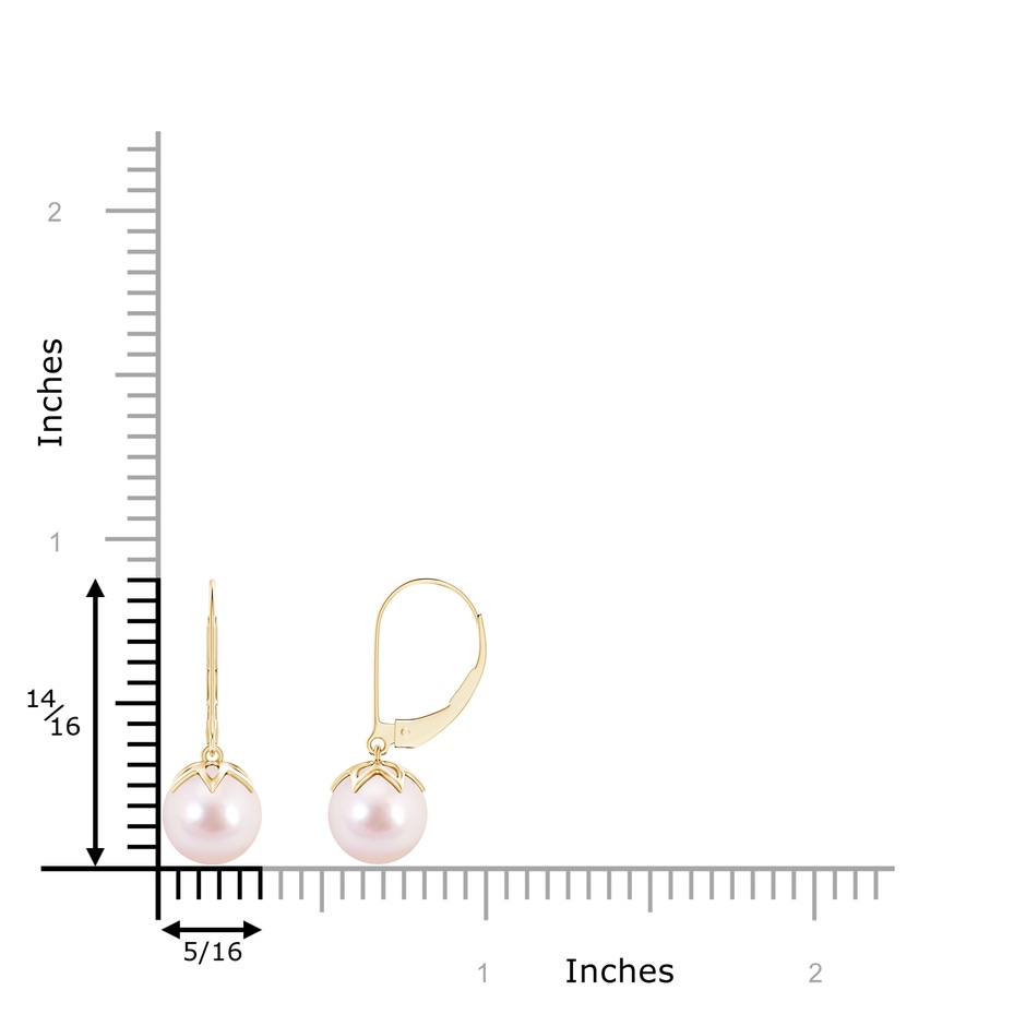 8mm AAAA Japanese Akoya Pearl Leverback Drop Earrings in Yellow Gold product image