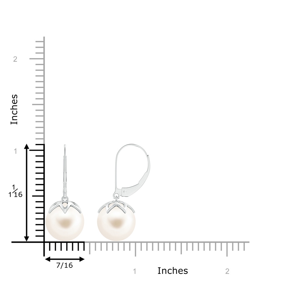 10mm AAA Freshwater Pearl Leverback Drop Earrings in White Gold product image