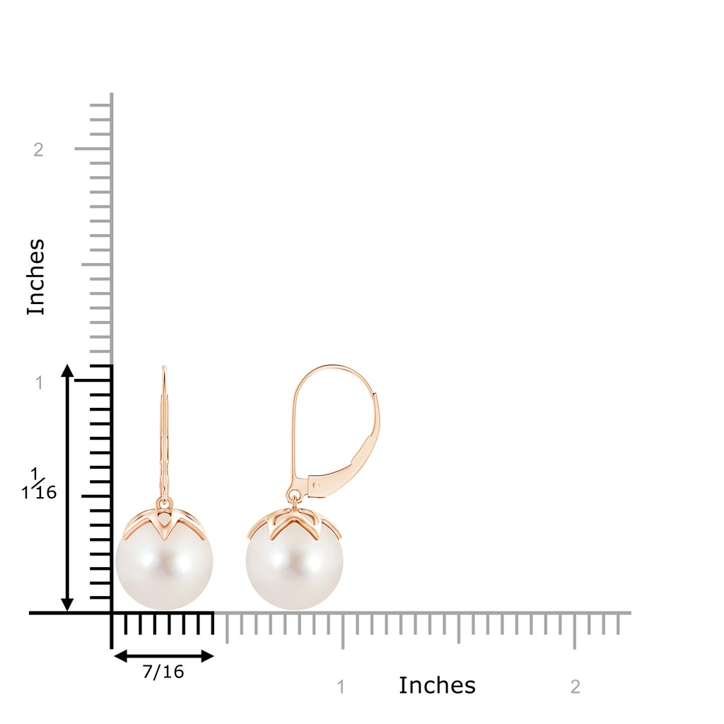 10mm AAAA Freshwater Pearl Leverback Drop Earrings in Rose Gold Product Image