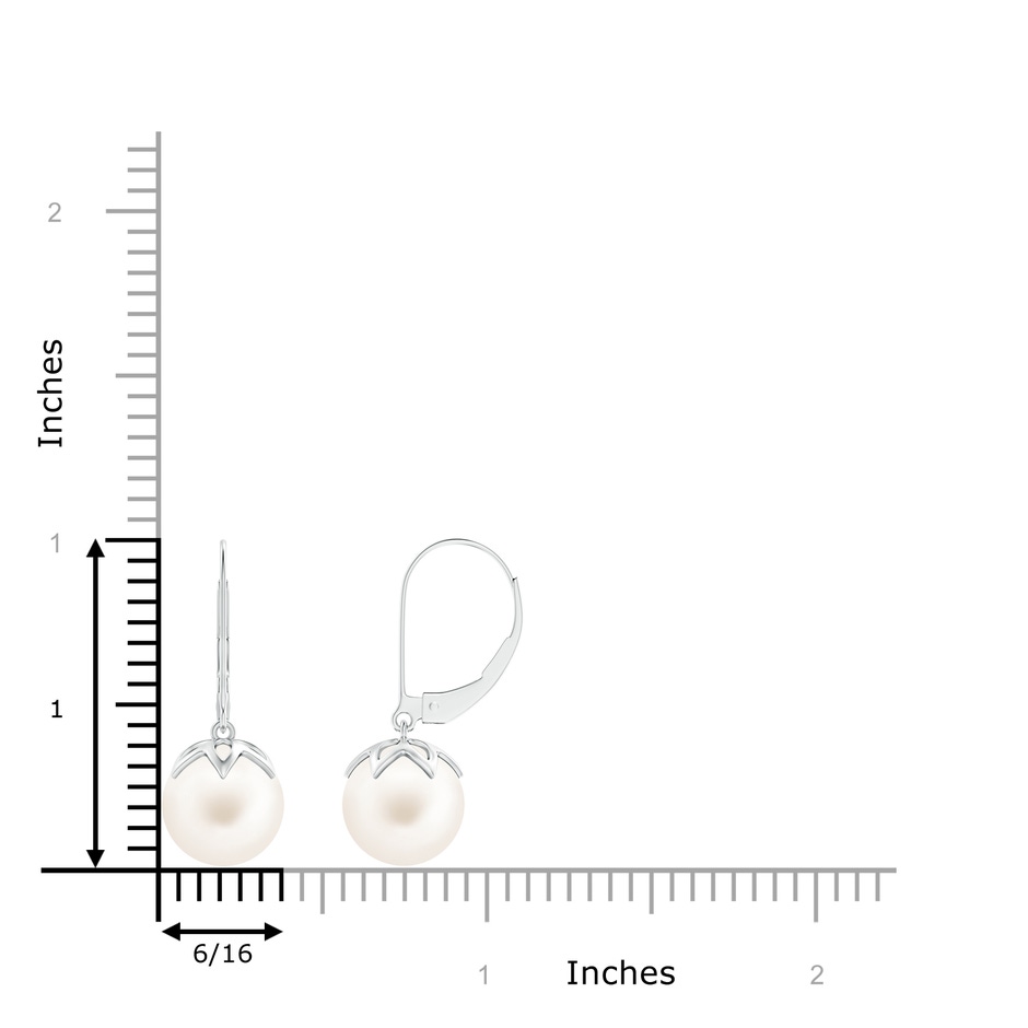 9mm AA Freshwater Pearl Leverback Drop Earrings in White Gold product image