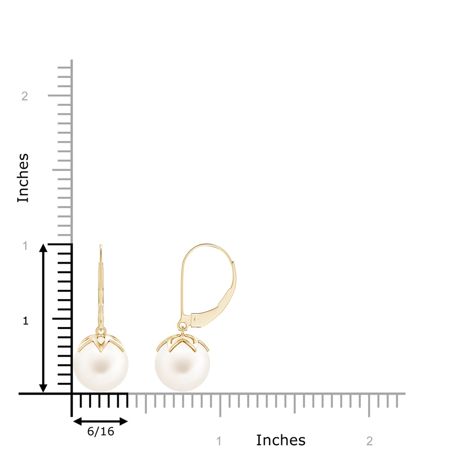 9mm AA Freshwater Pearl Leverback Drop Earrings in Yellow Gold product image