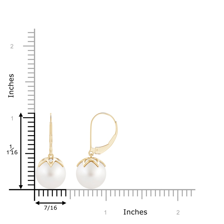 10mm AA South Sea Pearl Leverback Drop Earrings in Yellow Gold product image