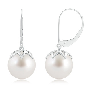 10mm AAA South Sea Pearl Leverback Drop Earrings in White Gold