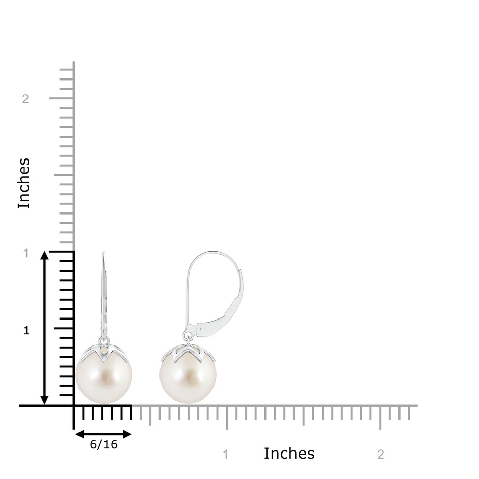 9mm AAAA South Sea Pearl Leverback Drop Earrings in White Gold product image
