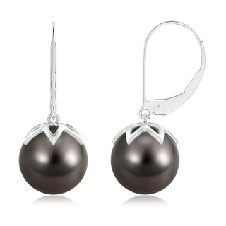 10mm AAA Tahitian Cultured Pearl Leverback Drop Earrings in White Gold