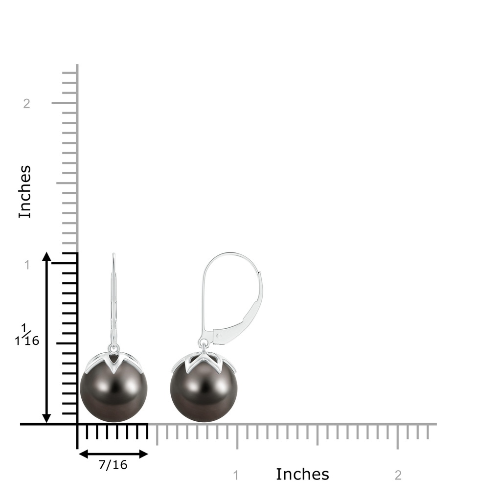 10mm AAA Tahitian Cultured Pearl Leverback Drop Earrings in White Gold Product Image