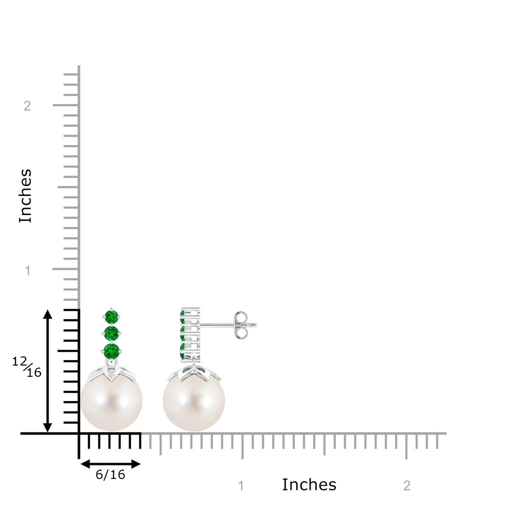 10mm AAAA Freshwater Pearl Earrings with Graduated Emerald in S999 Silver Product Image