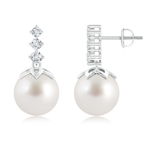 10mm AAA South Sea Cultured Pearl Earrings with Graduated Diamond in White Gold
