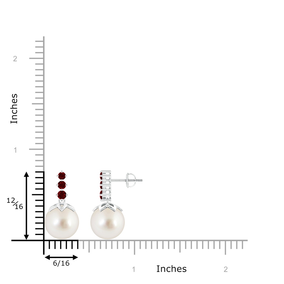 10mm AAAA South Sea Pearl Earrings with Graduated Ruby in White Gold product image