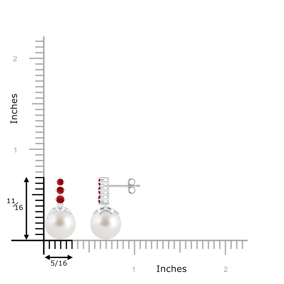 9mm AAA South Sea Pearl Earrings with Graduated Ruby in S999 Silver product image