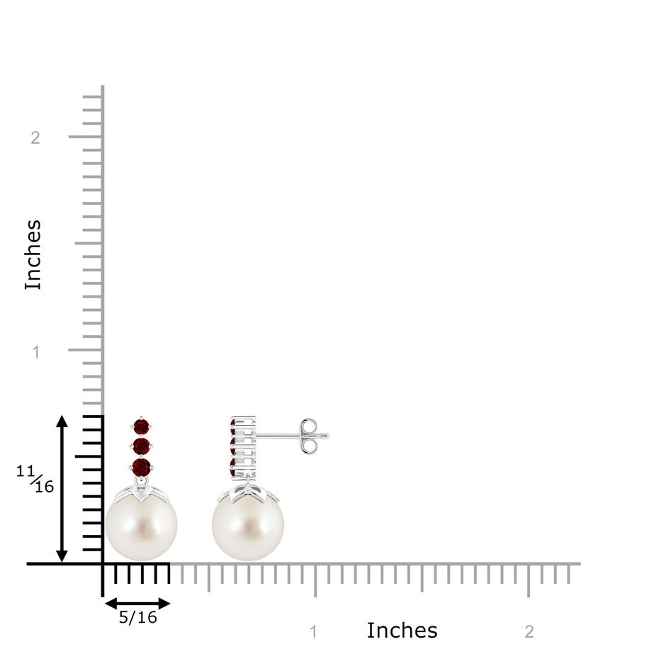 9mm AAAA South Sea Pearl Earrings with Graduated Ruby in S999 Silver product image