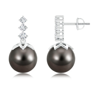 10mm AAA Tahitian Cultured Pearl Earrings with Graduated Diamond in White Gold