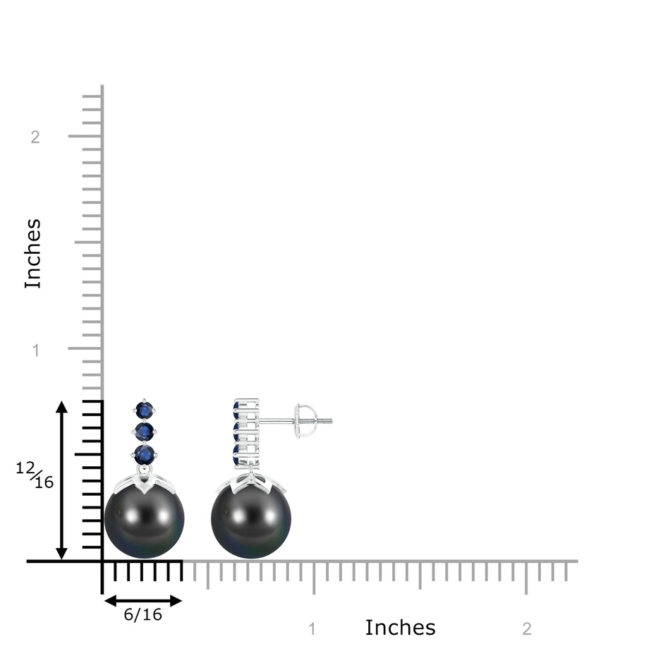 10mm AA Tahitian Pearl Earrings with Graduated Sapphire in White Gold product image