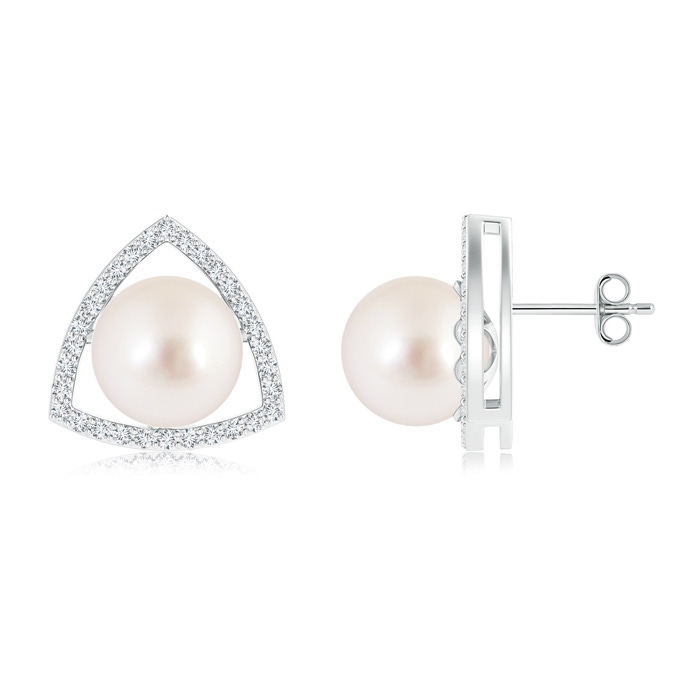 10mm AAAA Floating South Sea Cultured Pearl Stud Earrings in S999 Silver