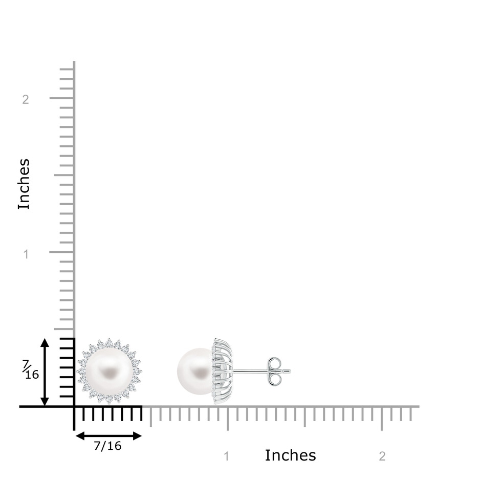 8mm AA Freshwater Pearl and Diamond Flower Halo Studs in S999 Silver product image