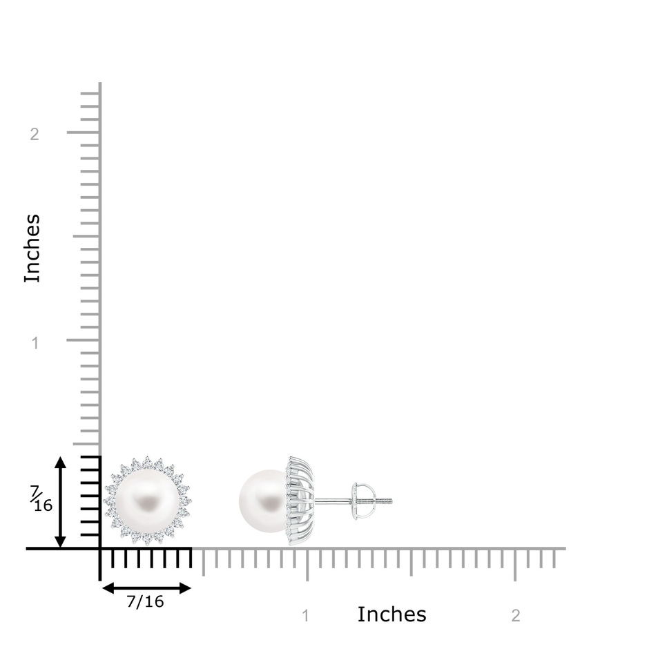 8mm AA Freshwater Pearl and Diamond Flower Halo Studs in White Gold product image