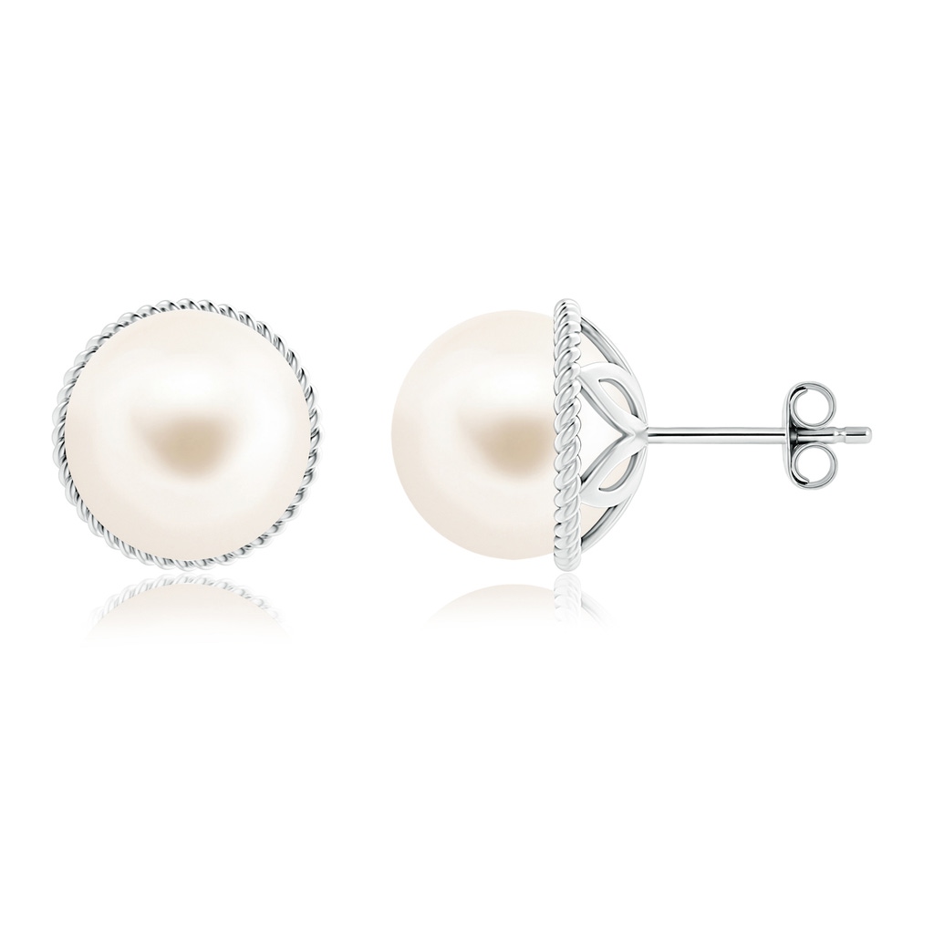 10mm AAA Freshwater Pearl Earrings with Twisted Rope Frame in S999 Silver