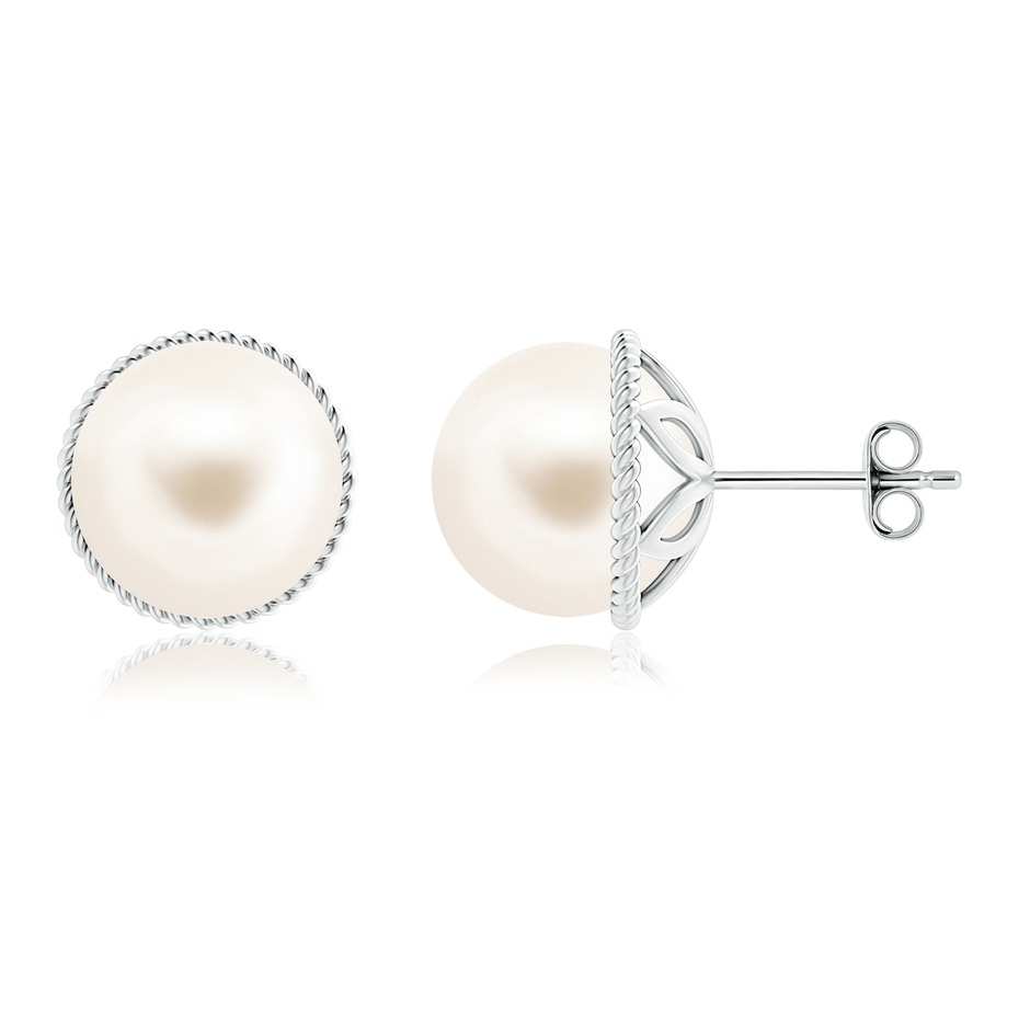 10mm AAA Freshwater Pearl Earrings with Twisted Rope Frame in S999 Silver 
