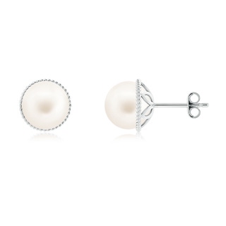 8mm AA Freshwater Pearl Earrings with Twisted Rope Frame in S999 Silver