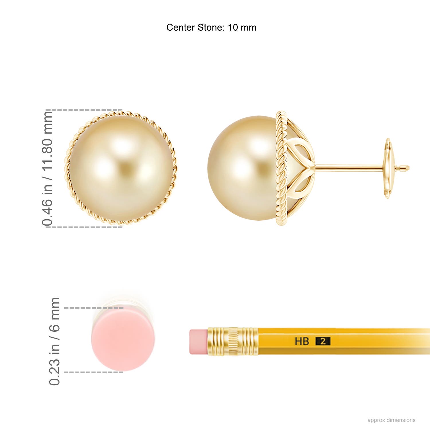 Golden South Sea Pearl Earrings with Rope Frame | Angara Golden South Sea Pearl Earrings with Rope Frame | Angara