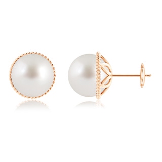 10mm AAA South Sea Pearl Earrings with Twisted Rope Frame in Rose Gold