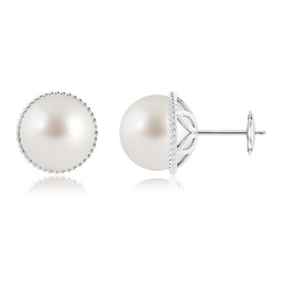 10mm AAA South Sea Pearl Earrings with Twisted Rope Frame in White Gold