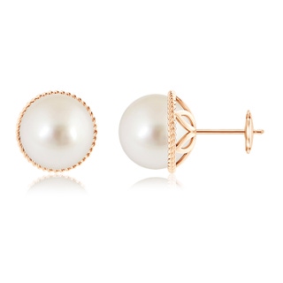 10mm AAAA South Sea Pearl Earrings with Twisted Rope Frame in Rose Gold