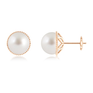 9mm AAA South Sea Pearl Earrings with Twisted Rope Frame in 9K Rose Gold