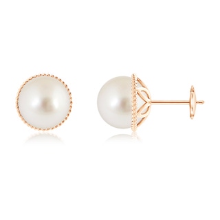 9mm AAAA South Sea Pearl Earrings with Twisted Rope Frame in 9K Rose Gold