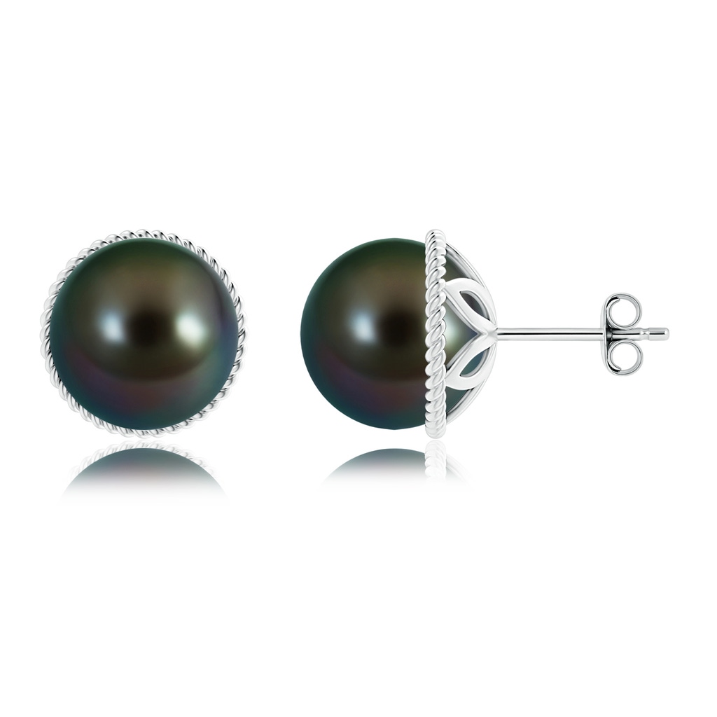 10mm AAAA Tahitian Pearl Earrings with Twisted Rope Frame in S999 Silver