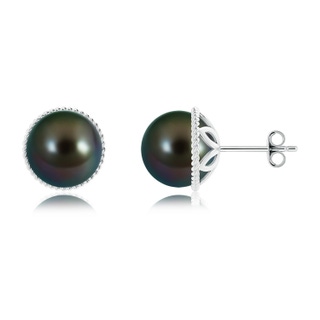 9mm AAAA Tahitian Pearl Earrings with Twisted Rope Frame in S999 Silver