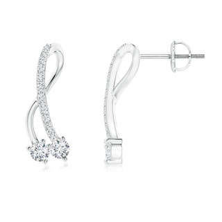 2.8mm GVS2 Two Stone Diamond Ribbon Earrings in P950 Platinum